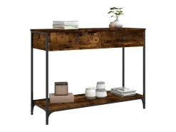 Consola de roble ahumado 100x34,5x75 cm madera de ingeniería