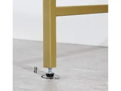 Consola de salón Valora Mesa de cristal Estantes metálicos dorados