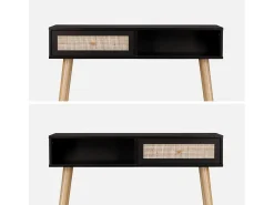 Consola estilo escandinavo de caña, 100cm negro