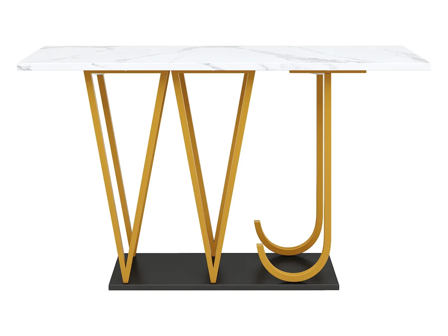 Consola estilo moderno 120x29,5x80 cm - para salón o pasillo - estructura y patas de metal - Blanco