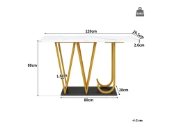 Consola estilo moderno 120x29,5x80 cm - para salón o pasillo - estructura y patas de metal - Blanco