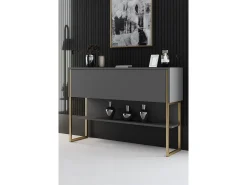 Consola Kailua Z120, Antracita|Dorado, 80x120x30cm, Con puertas