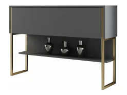 Consola Kailua Z120, Antracita|Dorado, 80x120x30cm, Con puertas