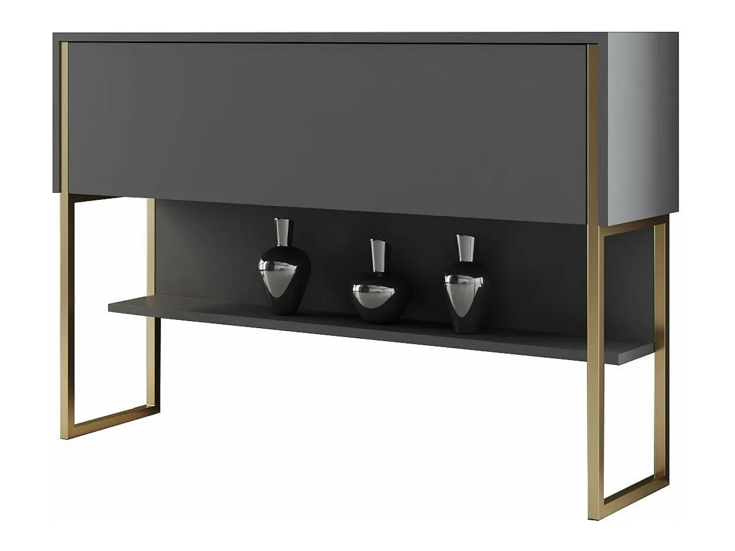 Consola Kailua Z120, Antracita|Dorado, 80x120x30cm, Con puertas