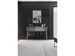 Consola Kailua Z120, Antracita|Dorado, 80x120x30cm, Con puertas