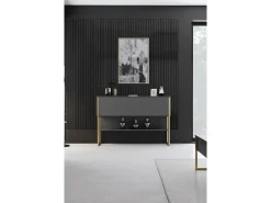 Consola Kailua Z120, Antracita|Dorado, 80x120x30cm, Con puertas