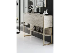Consola Kailua Z120, Dorado|De color marrón claro, 80x120x30cm, Con puertas