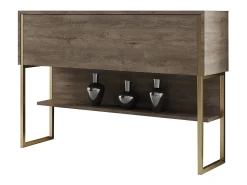 Consola Kailua Z120, Dorado|Nogal, 80x120x30cm, Con puertas