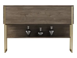 Consola Kailua Z120, Dorado|Nogal, 80x120x30cm, Con puertas