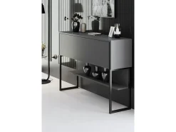 Consola Kailua Z120, Negro|Antracita, 80x120x30cm, Con puertas