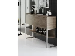 Consola Kailua Z120, Plata|Nogal, 80x120x30cm, Con puertas