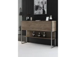 Consola Kailua Z120, Plata|Nogal, 80x120x30cm, Con puertas