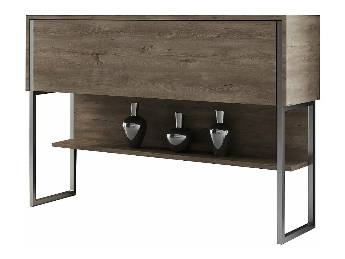 Consola Kailua Z120, Plata|Nogal, 80x120x30cm, Con puertas