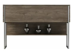 Consola Kailua Z120, Plata|Nogal, 80x120x30cm, Con puertas