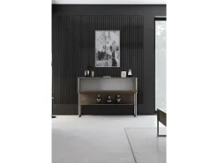 Consola Kailua Z120, Plata|Nogal, 80x120x30cm, Con puertas