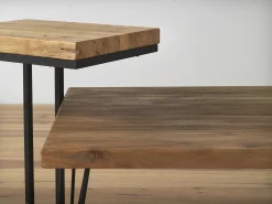 Consola madera de olmo viejo patas metálicas