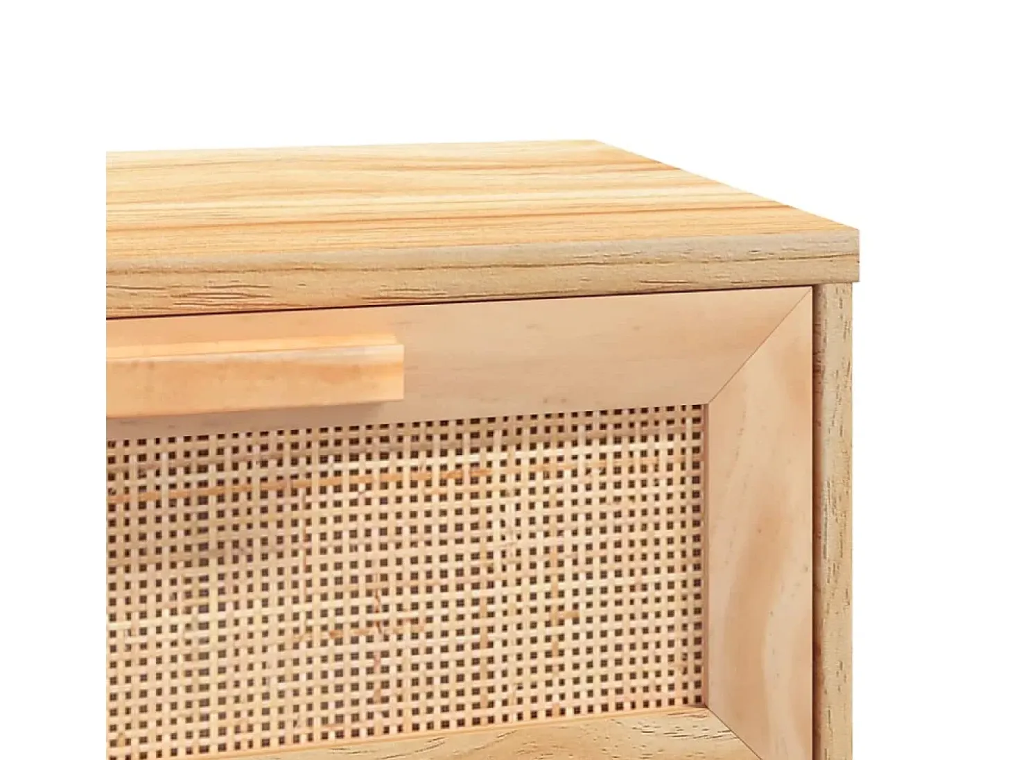 Consola marrón 80x30x75 cm Madera maciza de pino / ratán natural