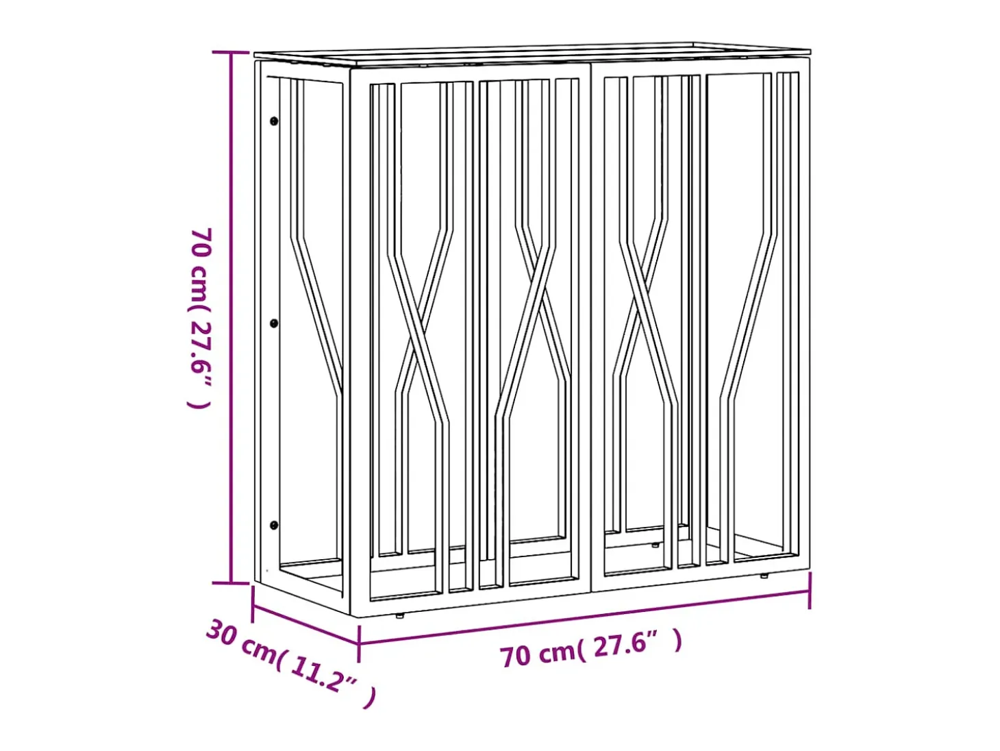 Consola plateada 70x30x70 cm acero inoxidable y cristal