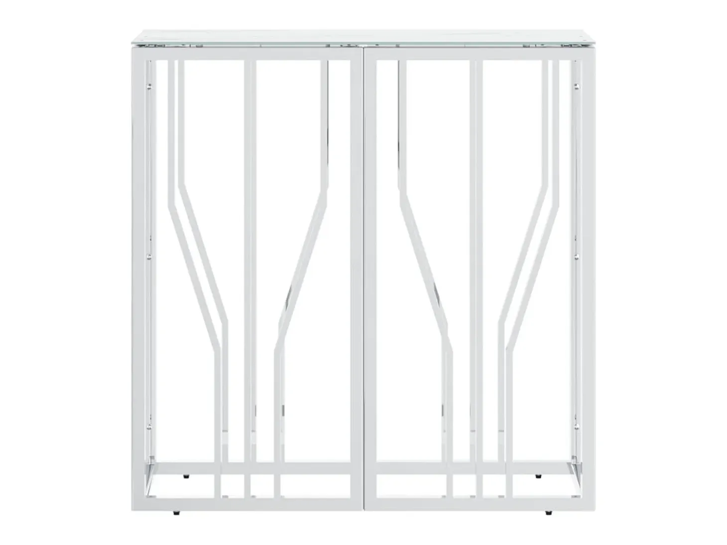 Consola plateada 70x30x70 cm acero inoxidable y cristal