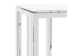 Consola plateada 70x30x70 cm acero inoxidable y cristal