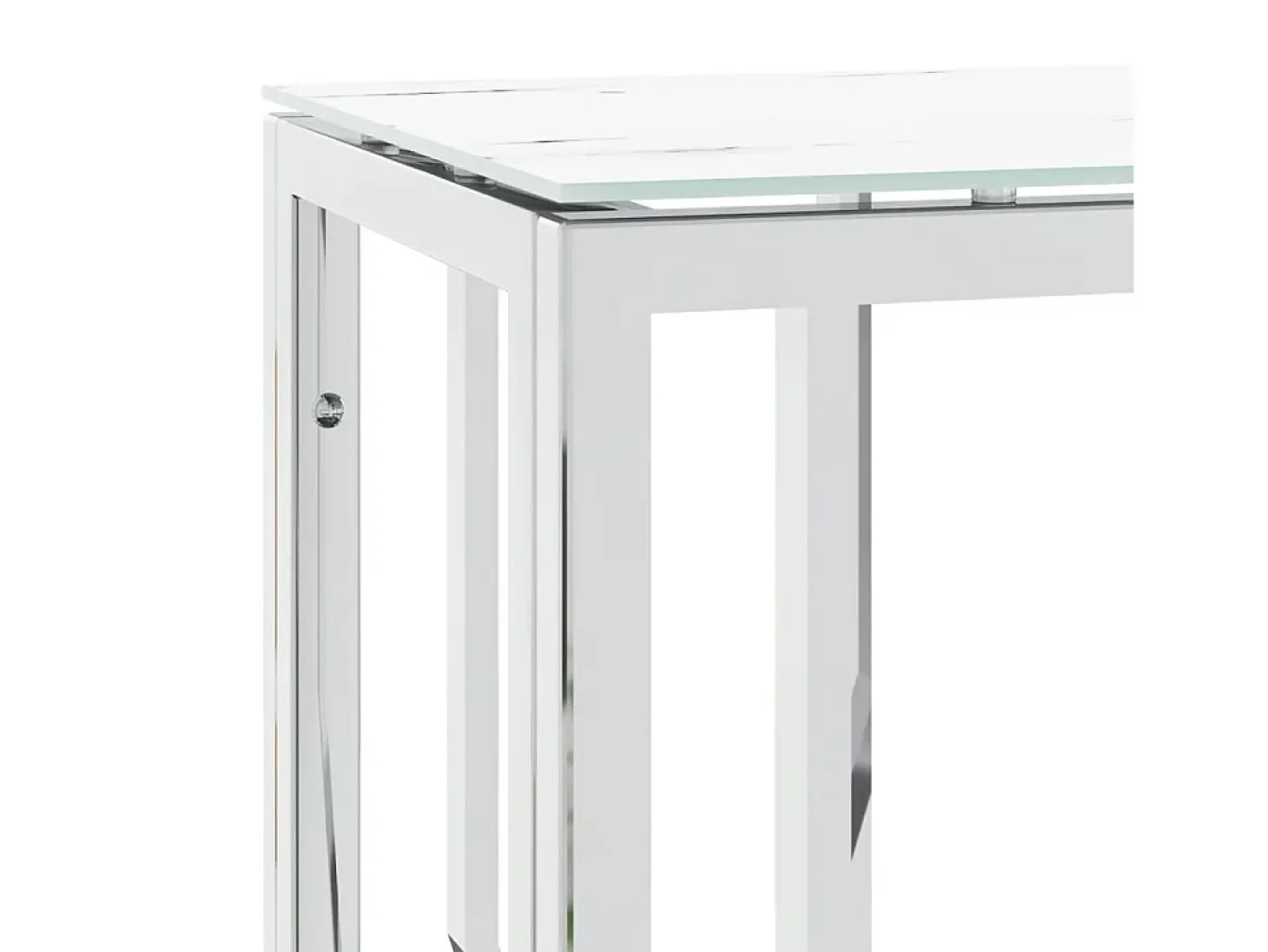 Consola plateada 70x30x70 cm acero inoxidable y cristal