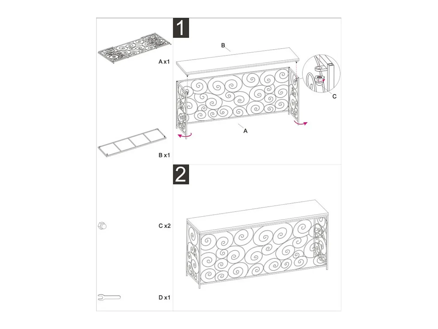 Consola VKH617, Oro, 140x36x82 cm, Kendra Home