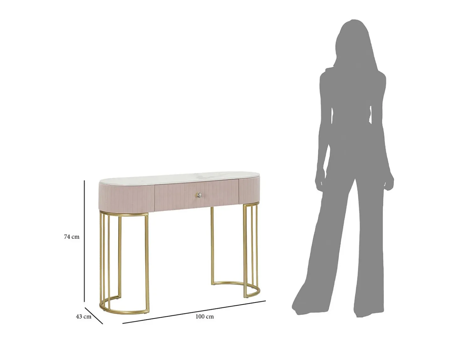 Consola VKH616, Rosa, 100x40x75 cm, Kendra Home
