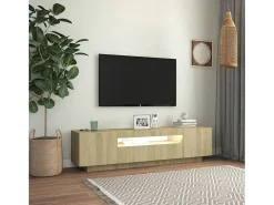 Crescent City Mueble de TV con luces LED roble Sonoma 160x35x40 cm
