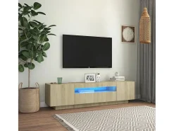 Crescent City Mueble de TV con luces LED roble Sonoma 160x35x40 cm