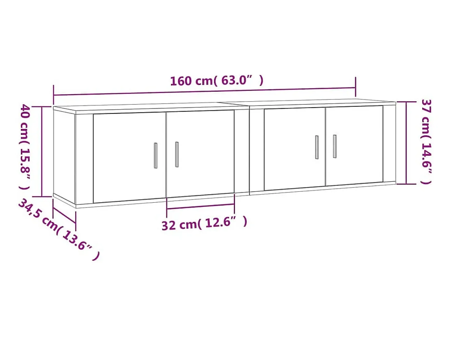Crofton Muebles para TV de pared 2 uds roble Sonoma 80x34,5x40 cm