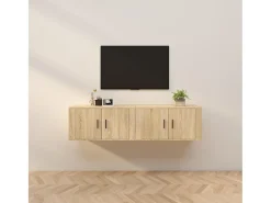 Crofton Muebles para TV de pared 2 uds roble Sonoma 80x34,5x40 cm