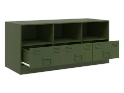 Dafina Mueble de TV de acero verde oliva 99x39x44 cm