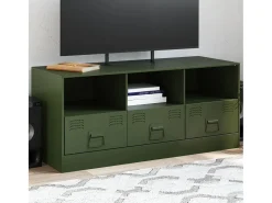 Dafina Mueble de TV de acero verde oliva 99x39x44 cm