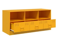 Dafina Mueble para TV de acero amarillo mostaza 99x39x44 cm