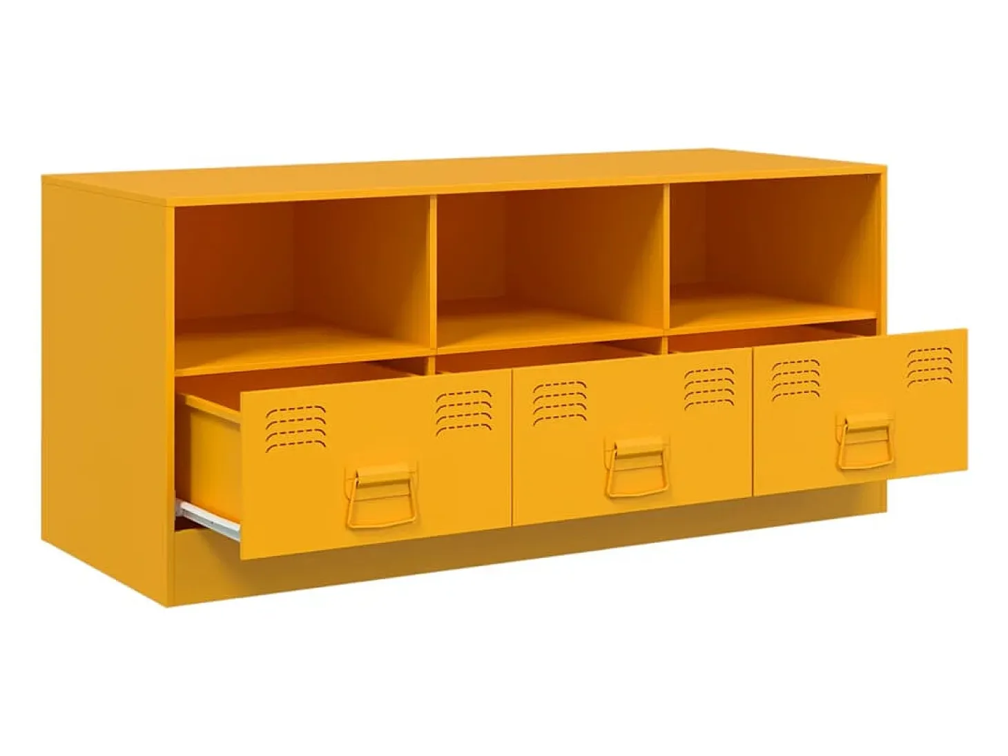 Dafina Mueble para TV de acero amarillo mostaza 99x39x44 cm