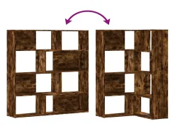 Damir Estantería esquina 4 niveles madera roble ahumado 85x85x140 cm