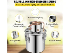 Destilador de Alcohol SucceBuy 32 L, Equipo de Destilación de Alcohol en Acero Inoxidable