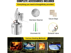 Destilador de Alcohol SucceBuy 70L, Alambique Moonshine, Caldera de Vino para uso Doméstico