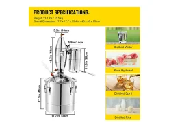 Destilador de Alcohol SucceBuy 70L, Alambique Moonshine, Caldera de Vino para uso Doméstico