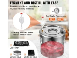 Destilador de Alcohol SucceBuy, Alambique de Alcohol en Acero Inoxidable, Kit de Destilador con Doble Condensador, 50 L