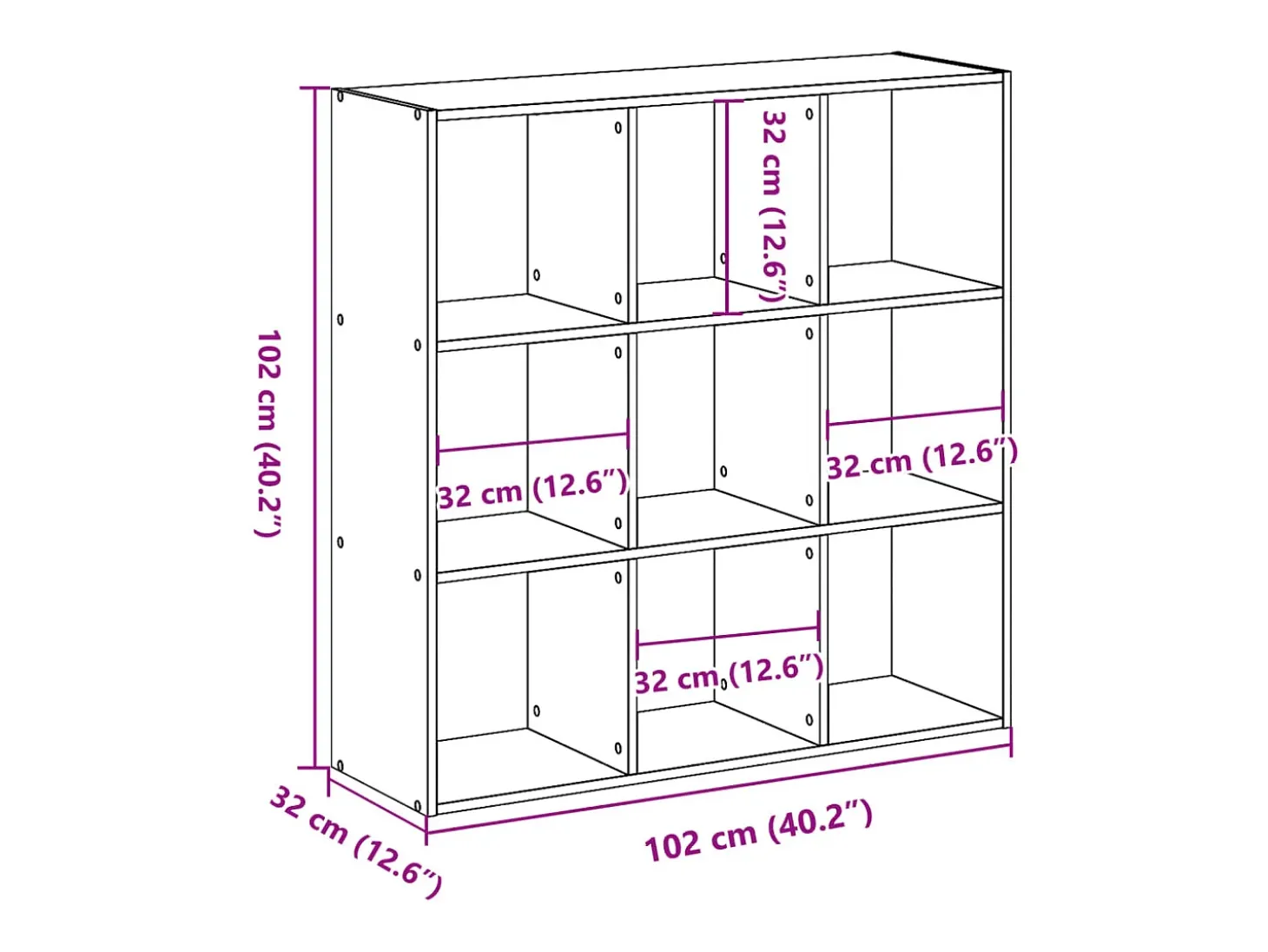 Digna Estantería de madera de ingeniería blanca 102x32x102 cm