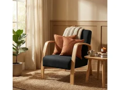 Diseño ergonómico escandinavo sillón de madera salón de estudio Frederiksberg - Gris