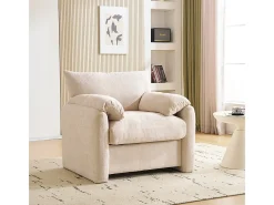 Diseño moderno, tela de chenilla, sillón extragrande, sillón decorativo, sofá individual, beige