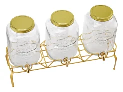 Dispensador de Bebidas SucceBuy, Capacidad de 8 L, 3 Unidades, Fuente de Agua de Cristal, Dispensador de Agua, Zumo, Limonada y Té Helado, para Cafeterías