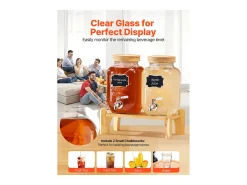 Dispensador de Bebidas SucceBuy, Capacidad de 3,8 L, 2 Unidades, Fuente de Agua de Cristal, Dispensador de Agua, Zumo, Limonada y Té Helado, para Café