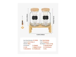 Dispensador de Bebidas SucceBuy, Capacidad de 3,8 L, 2 Unidades, Fuente de Agua de Cristal, Dispensador de Agua, Zumo, Limonada y Té Helado, para Café