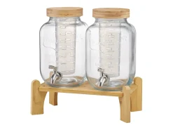 Dispensador de Bebidas SucceBuy, Capacidad de 3,8 L, 2 Unidades, Fuente de Agua de Cristal, Dispensador de Agua, Zumo, Limonada y Té Helado, para Café