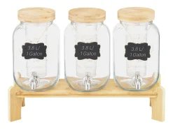 Dispensador de Bebidas SucceBuy, Capacidad de 3,8 L, 3 Unidades, Fuente de Agua de Cristal, Dispensador de Agua, Zumo, Limonada, Té Helado, para Café