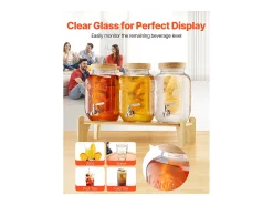 Dispensador de Bebidas SucceBuy, Capacidad de 3,8 L, 3 Unidades, Fuente de Agua de Cristal, Dispensador de Agua, Zumo, Limonada, Té Helado, para Café