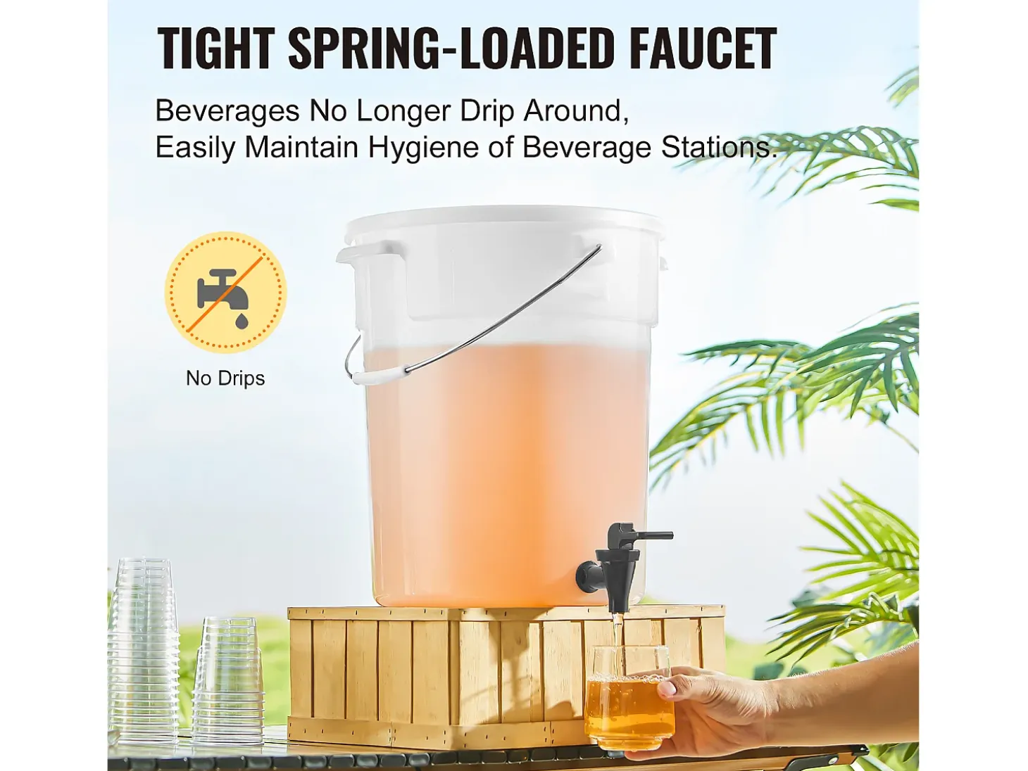 Dispensador de Bebidas SucceBuy Dispensador de Bebidas de Plástico para Fiestas de 19 L con Grifo